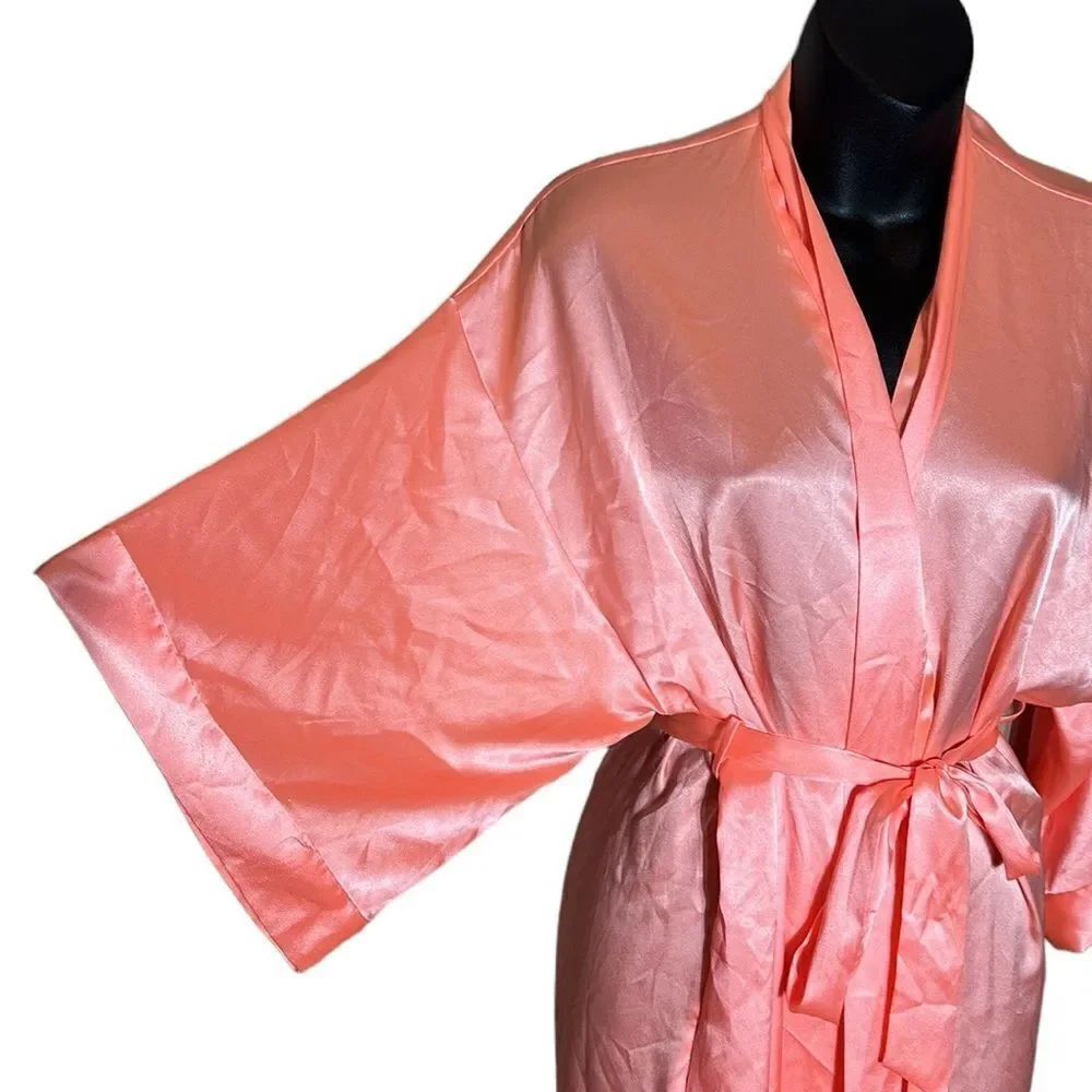 Victoria’s Secret coral silky satin short robe xs/s loungewear luxurious sleep